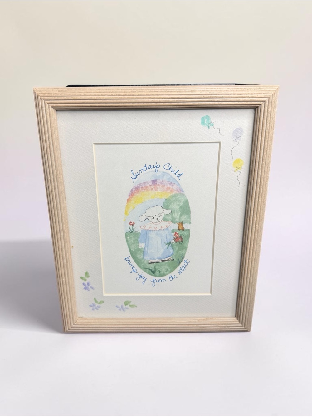 Beautiful Sunday’s Child Artwork Signed by Artist Perfect for Your Little Lamb